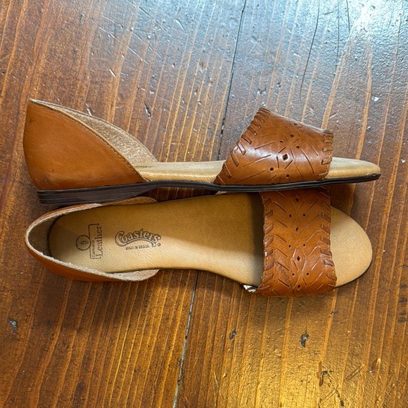 Shoes - Genuine Leather Women's Brown Sandals- Made in‎ Brazil. Size 9